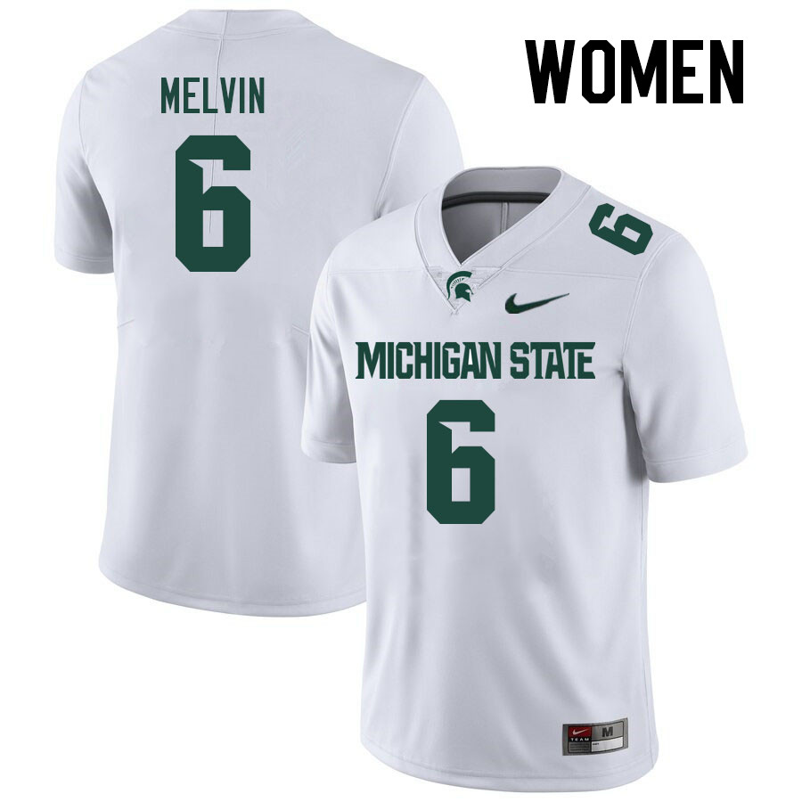 Women #6 Semar Melvin Michigan State Spartans College Football Jerseys Stitched-White